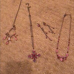 Pink/red and Bronze jeweled set